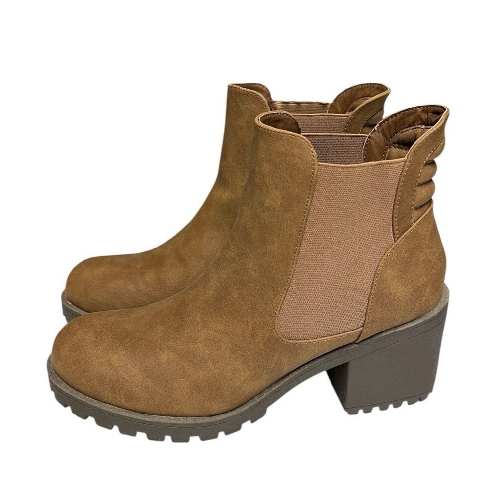 Dirty Laundry Women’s Brown Chelsea Ankle Boots Lug Sole Block Heel US 10 M
